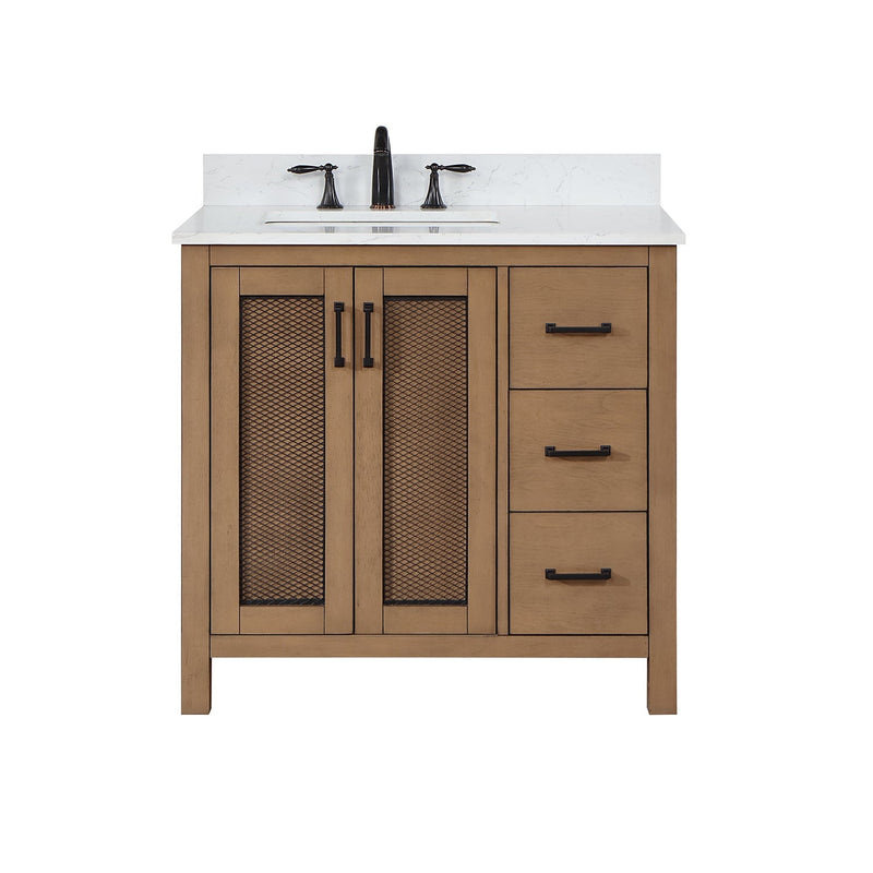 Altair Designs Hadiya 36" Single Bathroom Vanity Set with Aosta White Composite Stone Countertop - 542036-GP-AW-NM - Backyard Provider