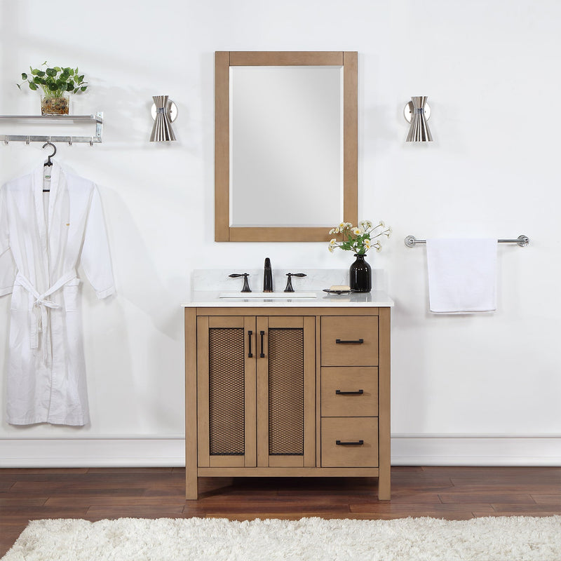 Altair Designs Hadiya 36" Single Bathroom Vanity Set with Aosta White Composite Stone Countertop - 542036-GP-AW-NM - Backyard Provider