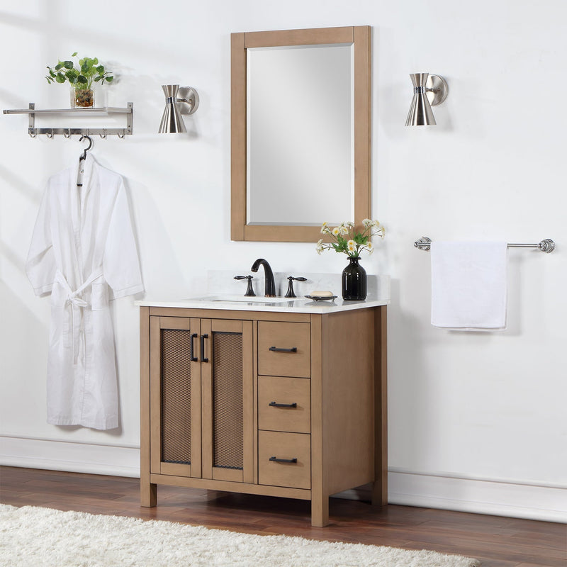 Altair Designs Hadiya 36" Single Bathroom Vanity Set with Aosta White Composite Stone Countertop - 542036-GP-AW-NM - Backyard Provider