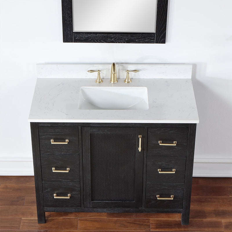 Altair Designs Hadiya 42" Single Bathroom Vanity Set with Aosta White Composite Stone Countertop - 542042-GP-AW-NM - Backyard Provider