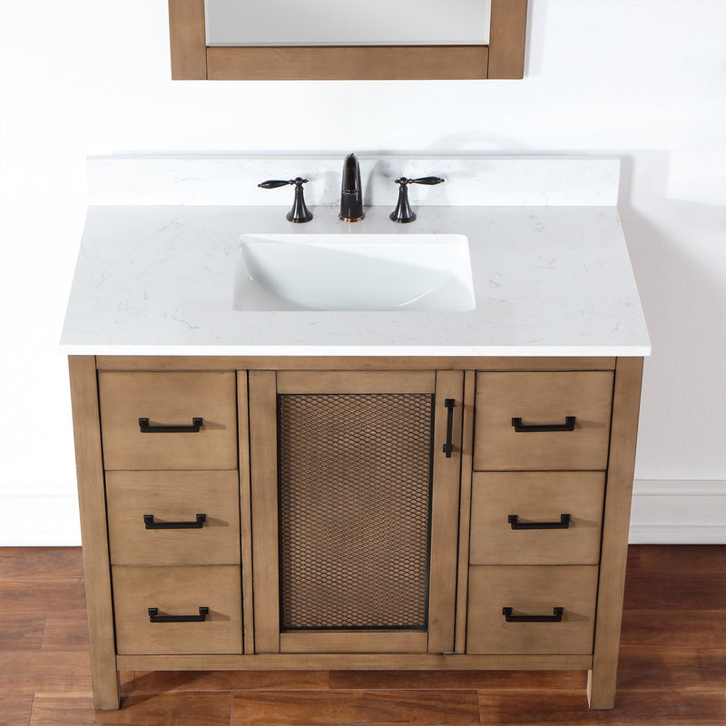 Altair Designs Hadiya 42" Single Bathroom Vanity Set with Aosta White Composite Stone Countertop - 542042-GP-AW-NM - Backyard Provider