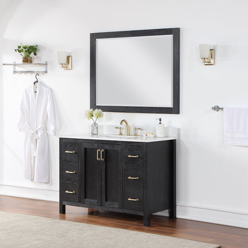 Altair Designs Hadiya 48" Single Bathroom Vanity Set with Aosta White Composite Stone Countertop - 542048-GP-AW-NM - Backyard Provider