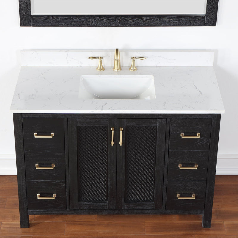 Altair Designs Hadiya 48" Single Bathroom Vanity Set with Aosta White Composite Stone Countertop - 542048-GP-AW-NM - Backyard Provider