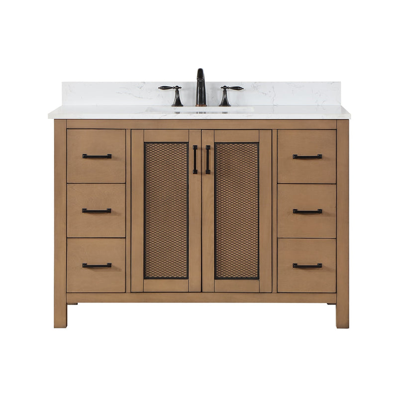 Altair Designs Hadiya 48" Single Bathroom Vanity Set with Aosta White Composite Stone Countertop - 542048-GP-AW-NM - Backyard Provider