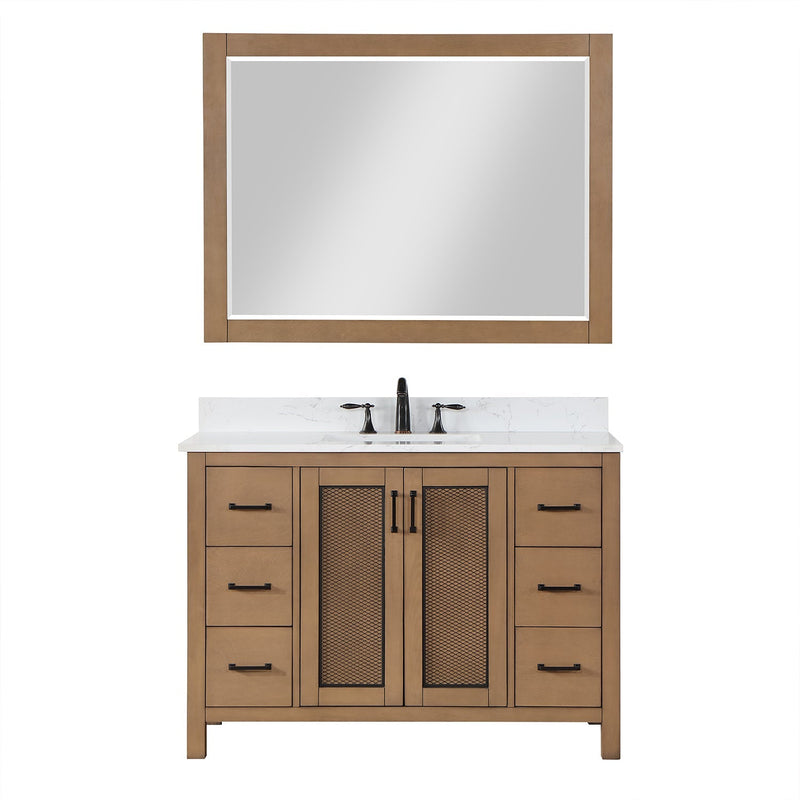 Altair Designs Hadiya 48" Single Bathroom Vanity Set with Aosta White Composite Stone Countertop - 542048-GP-AW-NM - Backyard Provider