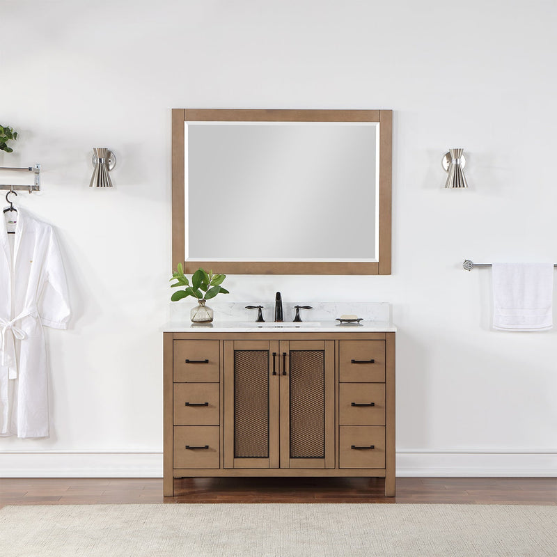 Altair Designs Hadiya 48" Single Bathroom Vanity Set with Aosta White Composite Stone Countertop - 542048-GP-AW-NM - Backyard Provider