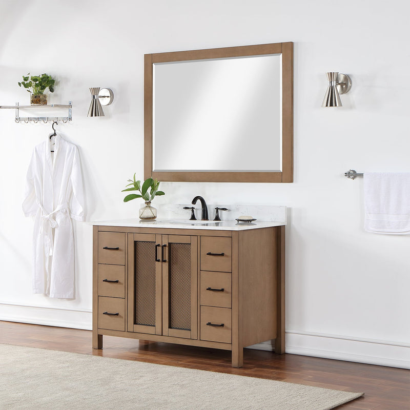 Altair Designs Hadiya 48" Single Bathroom Vanity Set with Aosta White Composite Stone Countertop - 542048-GP-AW-NM - Backyard Provider