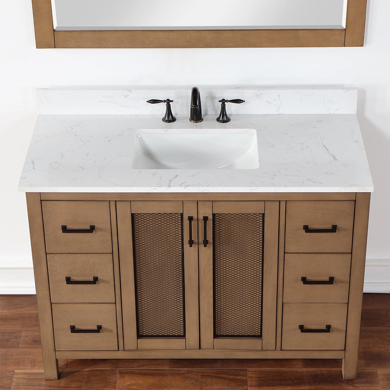 Altair Designs Hadiya 48" Single Bathroom Vanity Set with Aosta White Composite Stone Countertop - 542048-GP-AW-NM - Backyard Provider