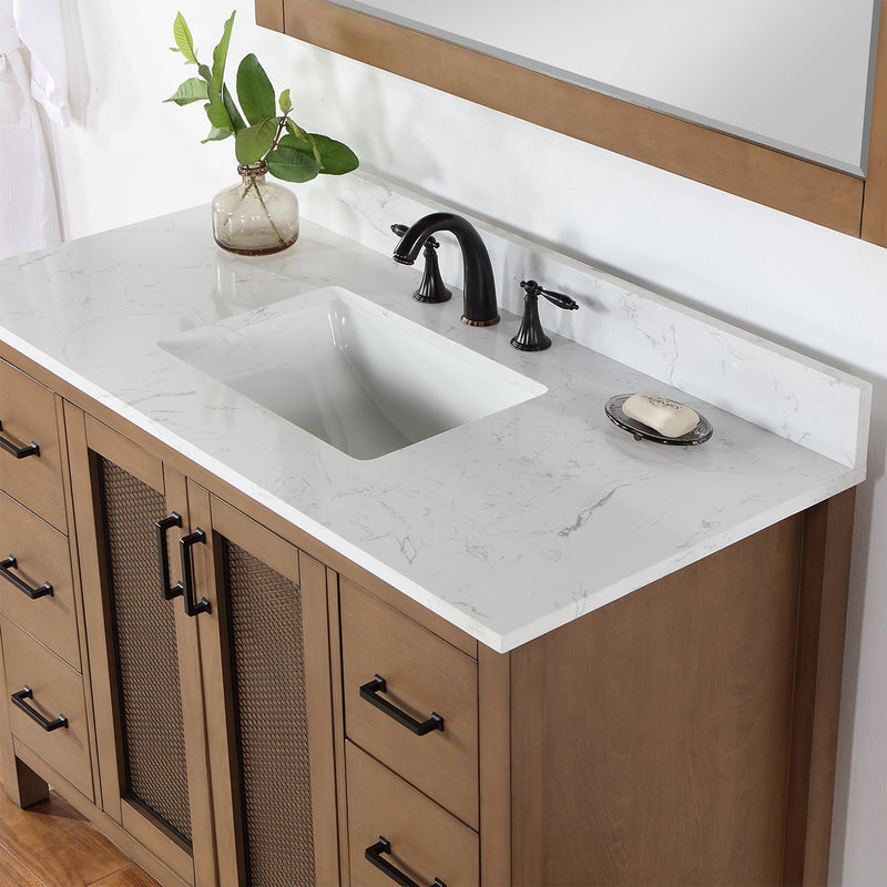 Altair Designs Hadiya 48" Single Bathroom Vanity Set with Aosta White Composite Stone Countertop - 542048-GP-AW-NM - Backyard Provider