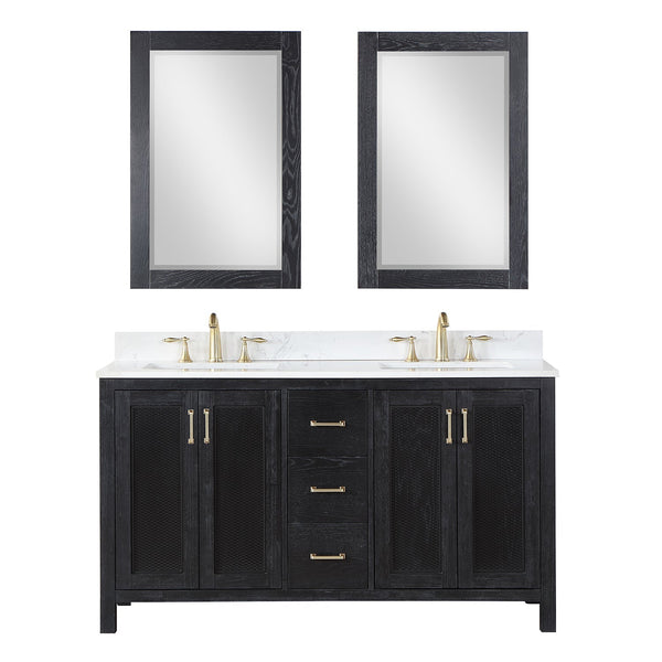 Altair Designs Hadiya 60" Double Bathroom Vanity Set with Aosta White Composite Stone Countertop - 542060-GP-AW-NM - Backyard Provider