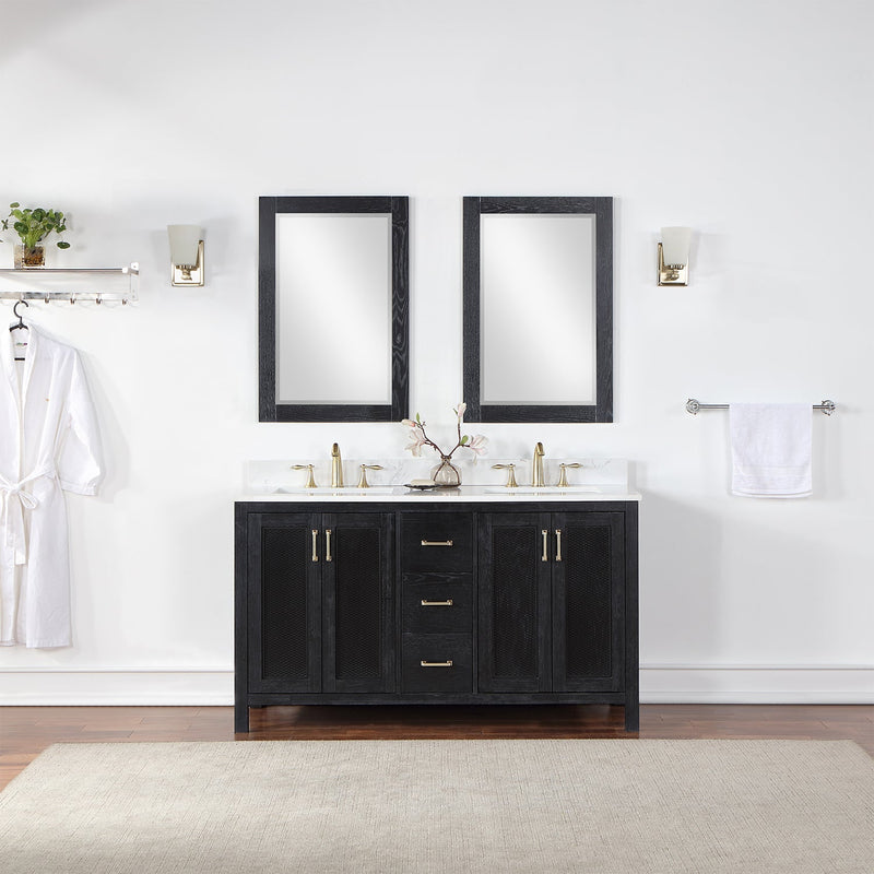 Altair Designs Hadiya 60" Double Bathroom Vanity Set with Aosta White Composite Stone Countertop - 542060-GP-AW-NM - Backyard Provider