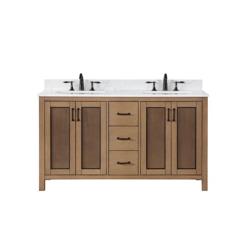 Altair Designs Hadiya 60" Double Bathroom Vanity Set with Aosta White Composite Stone Countertop - 542060-GP-AW-NM - Backyard Provider