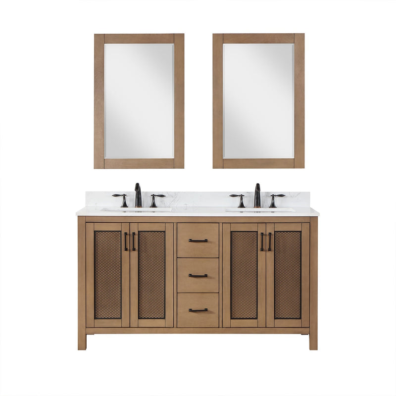 Altair Designs Hadiya 60" Double Bathroom Vanity Set with Aosta White Composite Stone Countertop - 542060-GP-AW-NM - Backyard Provider