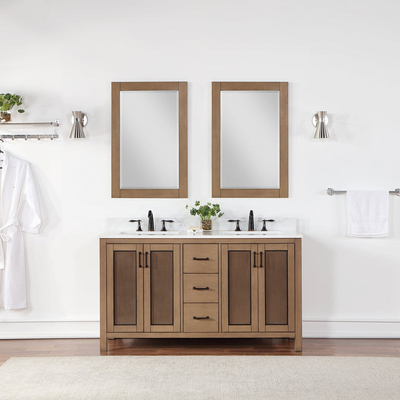 Altair Designs Hadiya 60" Double Bathroom Vanity Set with Aosta White Composite Stone Countertop - 542060-GP-AW-NM - Backyard Provider