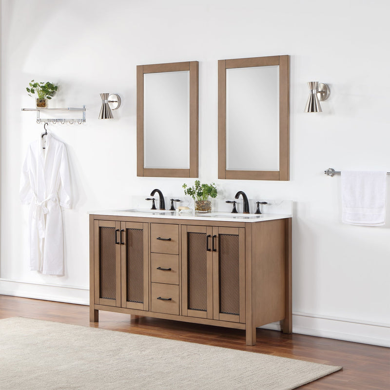 Altair Designs Hadiya 60" Double Bathroom Vanity Set with Aosta White Composite Stone Countertop - 542060-GP-AW-NM - Backyard Provider