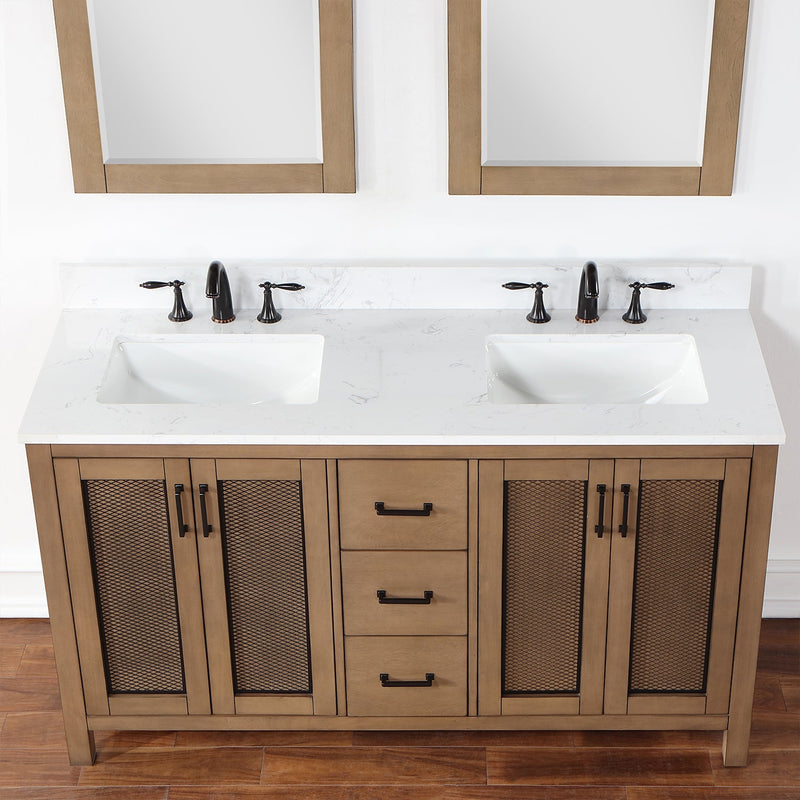 Altair Designs Hadiya 60" Double Bathroom Vanity Set with Aosta White Composite Stone Countertop - 542060-GP-AW-NM - Backyard Provider