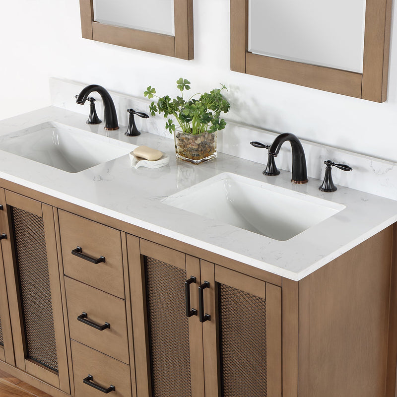 Altair Designs Hadiya 60" Double Bathroom Vanity Set with Aosta White Composite Stone Countertop - 542060-GP-AW-NM - Backyard Provider