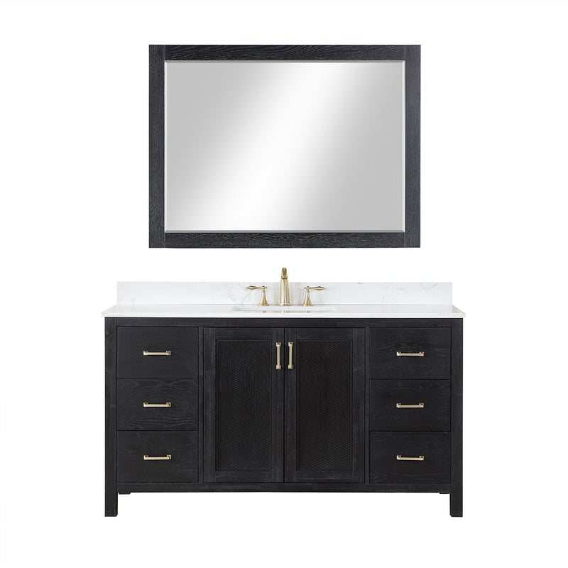 Altair Designs Hadiya 60" Single Bathroom Vanity Set with Aosta White Composite Stone Countertop - 542060S-GP-AW-NM - Backyard Provider