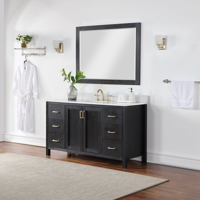 Altair Designs Hadiya 60" Single Bathroom Vanity Set with Aosta White Composite Stone Countertop - 542060S-GP-AW-NM - Backyard Provider