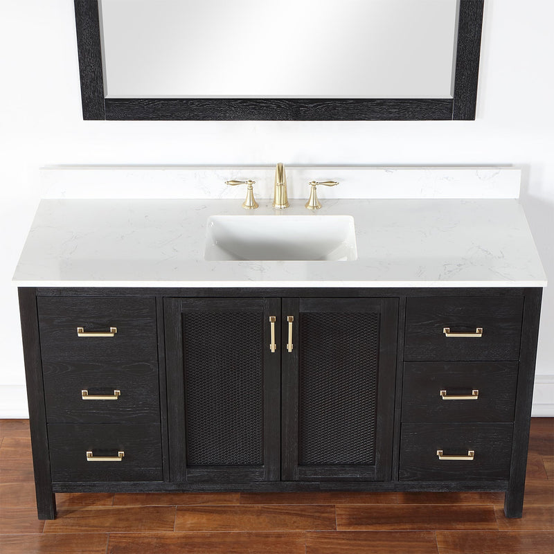 Altair Designs Hadiya 60" Single Bathroom Vanity Set with Aosta White Composite Stone Countertop - 542060S-GP-AW-NM - Backyard Provider