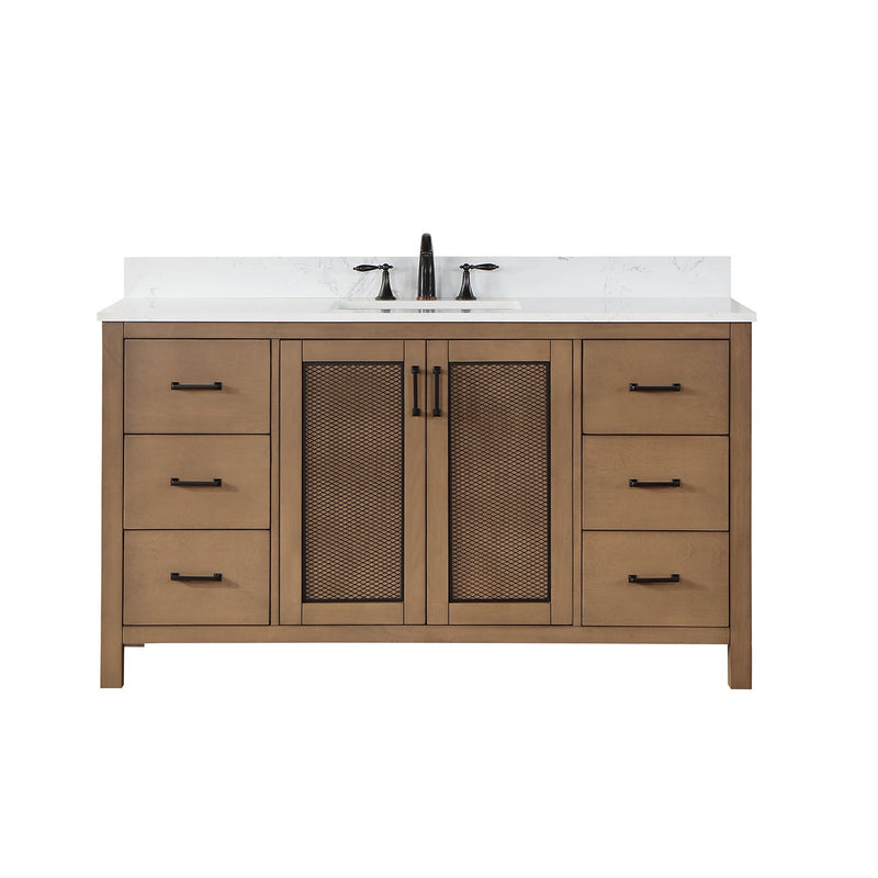 Altair Designs Hadiya 60" Single Bathroom Vanity Set with Aosta White Composite Stone Countertop - 542060S-GP-AW-NM - Backyard Provider