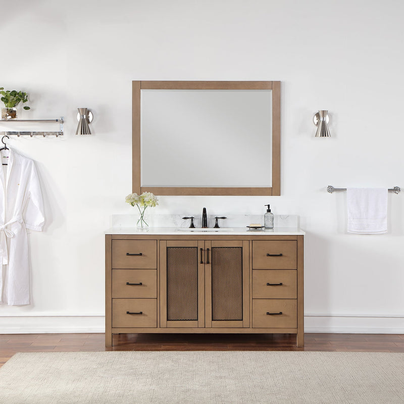 Altair Designs Hadiya 60" Single Bathroom Vanity Set with Aosta White Composite Stone Countertop - 542060S-GP-AW-NM - Backyard Provider