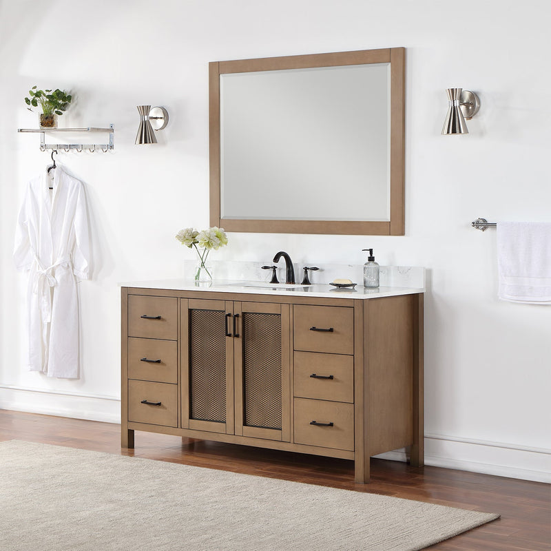 Altair Designs Hadiya 60" Single Bathroom Vanity Set with Aosta White Composite Stone Countertop - 542060S-GP-AW-NM - Backyard Provider