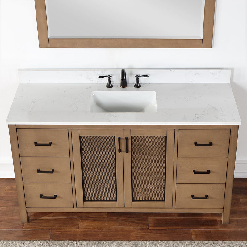 Altair Designs Hadiya 60" Single Bathroom Vanity Set with Aosta White Composite Stone Countertop - 542060S-GP-AW-NM - Backyard Provider