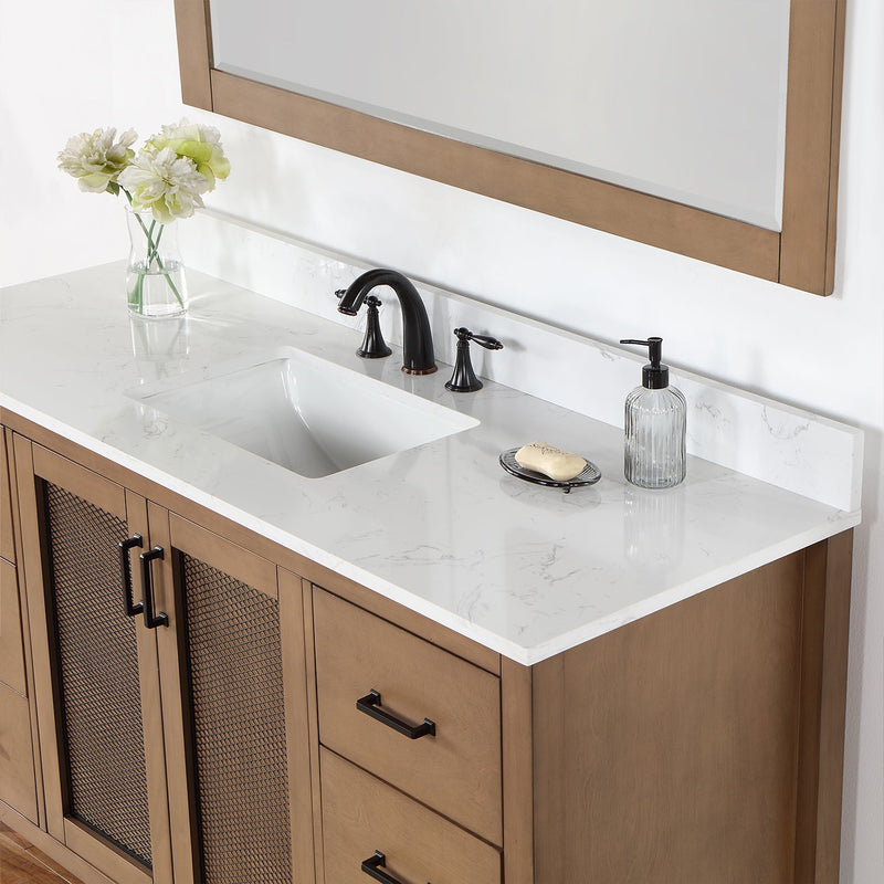 Altair Designs Hadiya 60" Single Bathroom Vanity Set with Aosta White Composite Stone Countertop - 542060S-GP-AW-NM - Backyard Provider