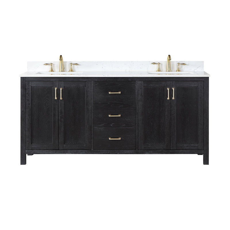 Altair Designs Hadiya 72" Double Bathroom Vanity Set with Aosta White Composite Stone Countertop - 542072-GP-AW-NM - Backyard Provider