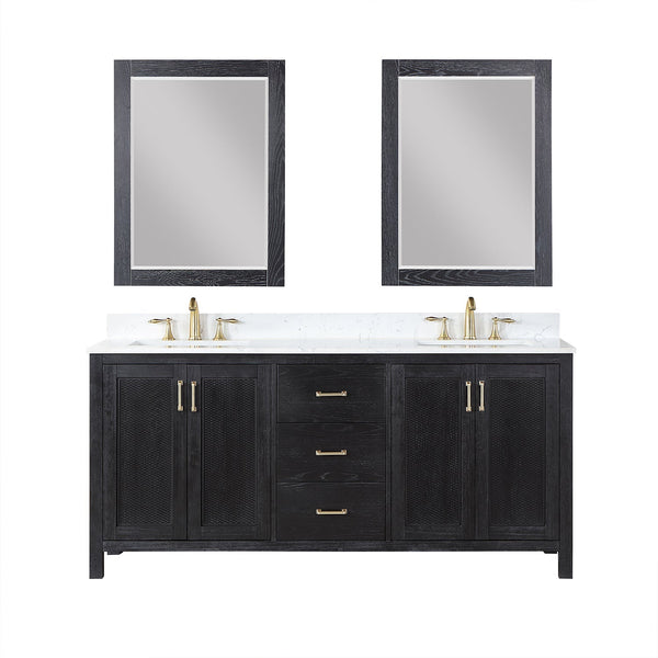 Altair Designs Hadiya 72" Double Bathroom Vanity Set with Aosta White Composite Stone Countertop - 542072-GP-AW-NM - Backyard Provider