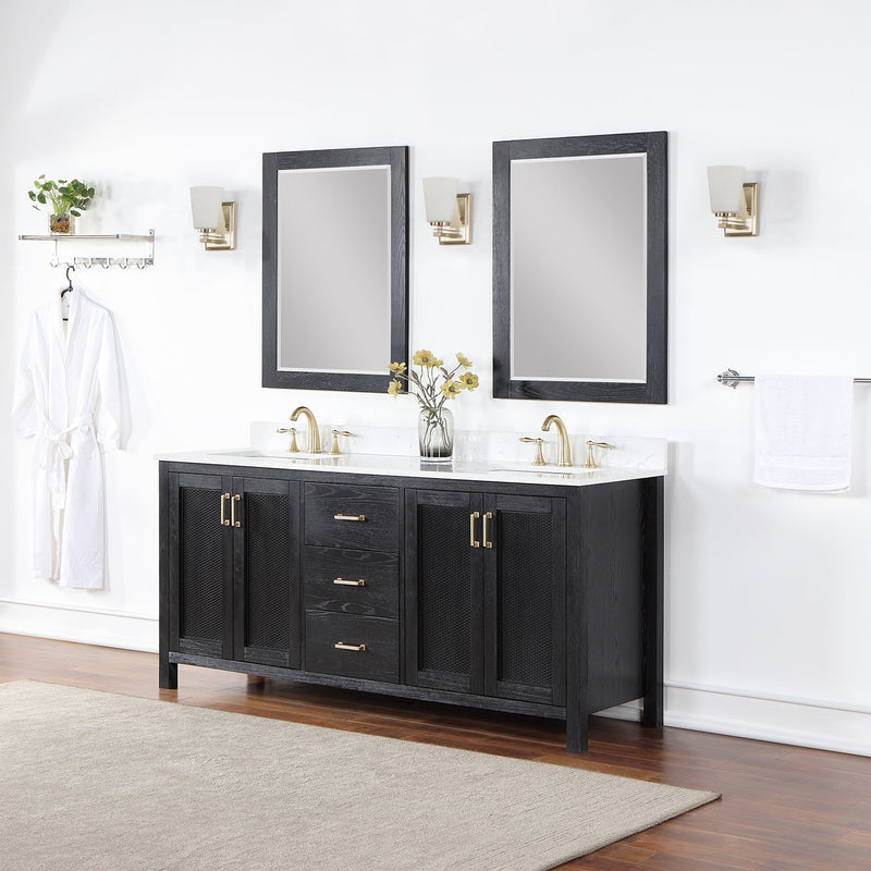 Altair Designs Hadiya 72" Double Bathroom Vanity Set with Aosta White Composite Stone Countertop - 542072-GP-AW-NM - Backyard Provider