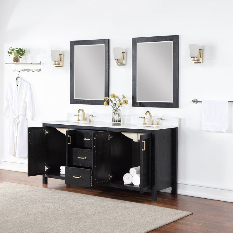 Altair Designs Hadiya 72" Double Bathroom Vanity Set with Aosta White Composite Stone Countertop - 542072-GP-AW-NM - Backyard Provider