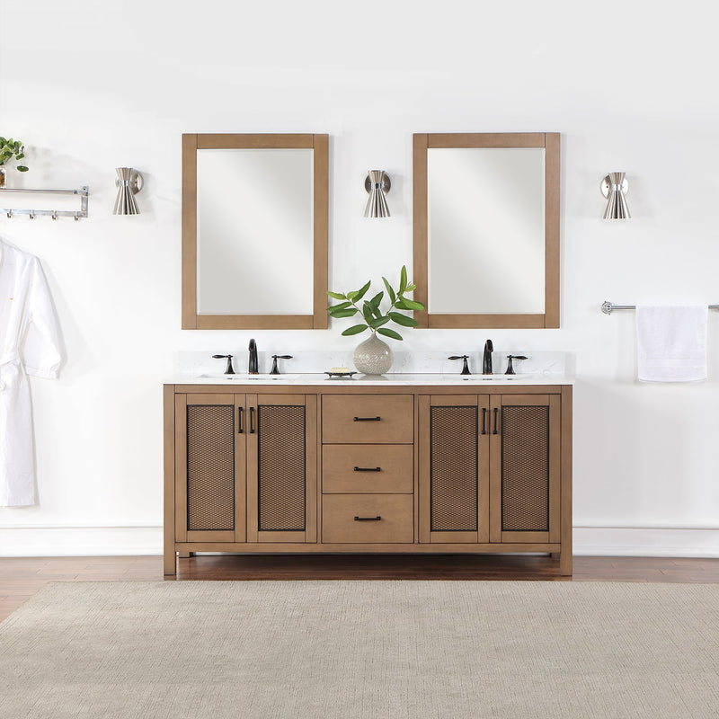 Altair Designs Hadiya 72" Double Bathroom Vanity Set with Aosta White Composite Stone Countertop - 542072-GP-AW-NM - Backyard Provider