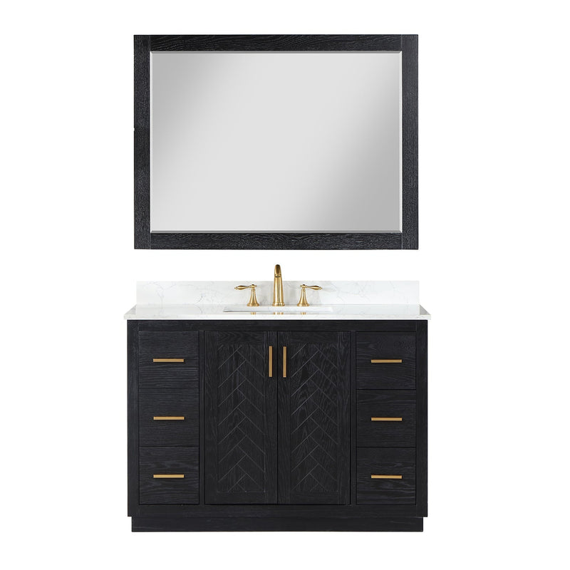 Altair Designs Gazsi 48" Single Bathroom Vanity Set with Grain White Composite Stone Countertop - 543048-BN-GW-NM - Backyard Provider