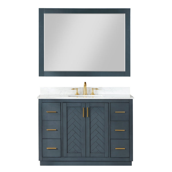 Altair Designs Gazsi 48" Single Bathroom Vanity Set with Grain White Composite Stone Countertop - 543048-BN-GW-NM - Backyard Provider