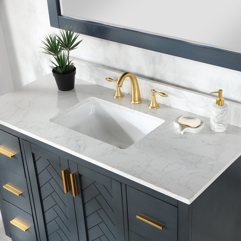 Altair Designs Gazsi 48" Single Bathroom Vanity Set with Grain White Composite Stone Countertop - 543048-BN-GW-NM - Backyard Provider