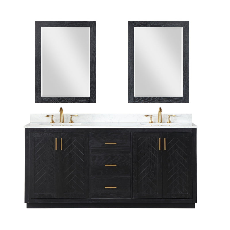 Altair Designs Gazsi 72" Double Bathroom Vanity Set with Grain White Composite Stone Countertop - 543072-BN-GW-NM - Backyard Provider