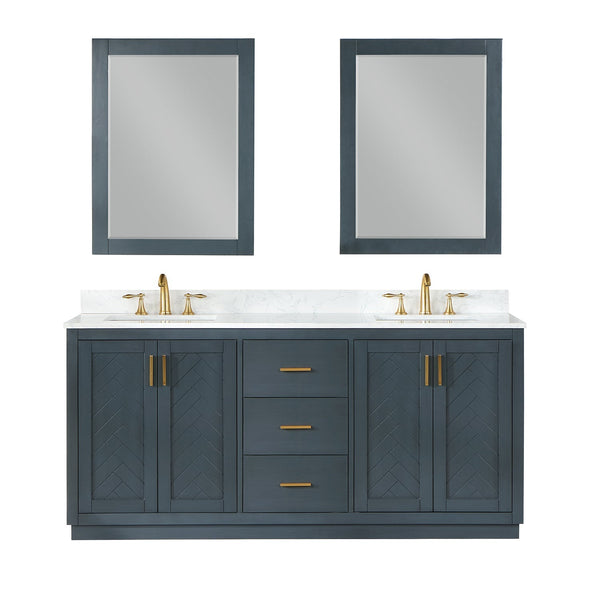 Altair Designs Gazsi 72" Double Bathroom Vanity Set with Grain White Composite Stone Countertop - 543072-BN-GW-NM - Backyard Provider