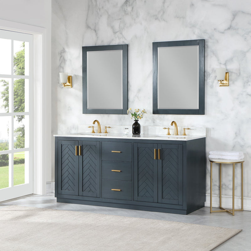 Altair Designs Gazsi 72" Double Bathroom Vanity Set with Grain White Composite Stone Countertop - 543072-BN-GW-NM - Backyard Provider