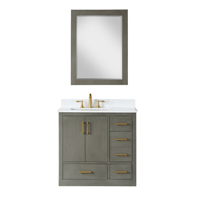 Altair Designs Monna 36" Single Bathroom Vanity Set with Aosta White Composite Stone Countertop - 544036-WH-CG-NM - Backyard Provider