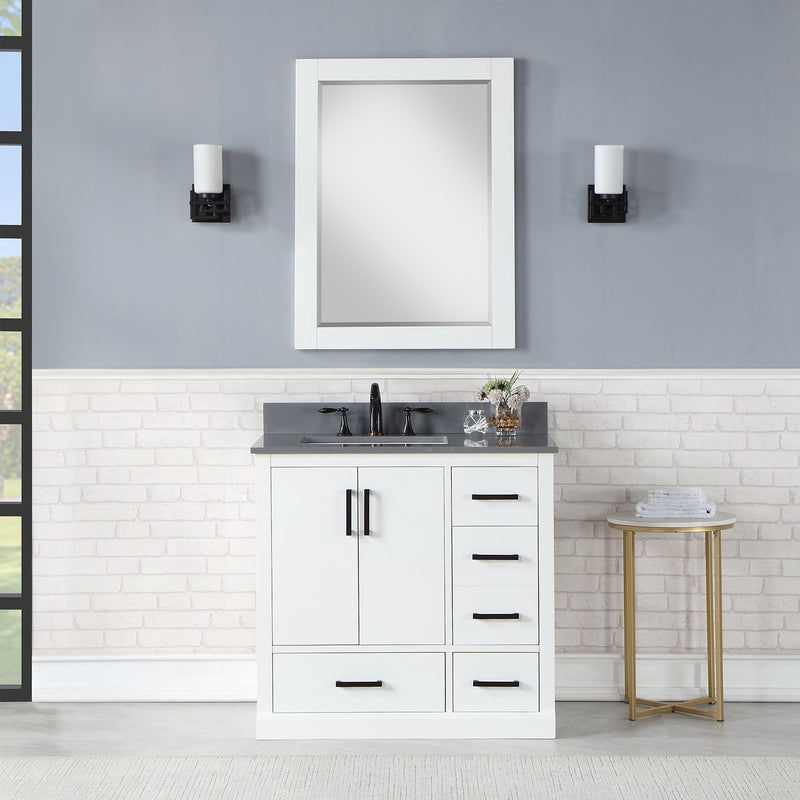 Altair Designs Monna 36" Single Bathroom Vanity Set with Aosta White Composite Stone Countertop - 544036-WH-CG-NM - Backyard Provider