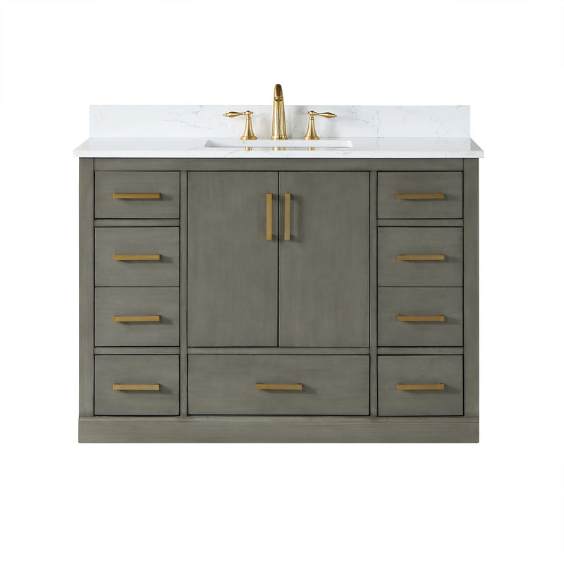 Altair Designs Monna 48" Single Bathroom Vanity Set with Aosta White Composite Stone Countertop - 544048-WH-CG-NM - Backyard Provider