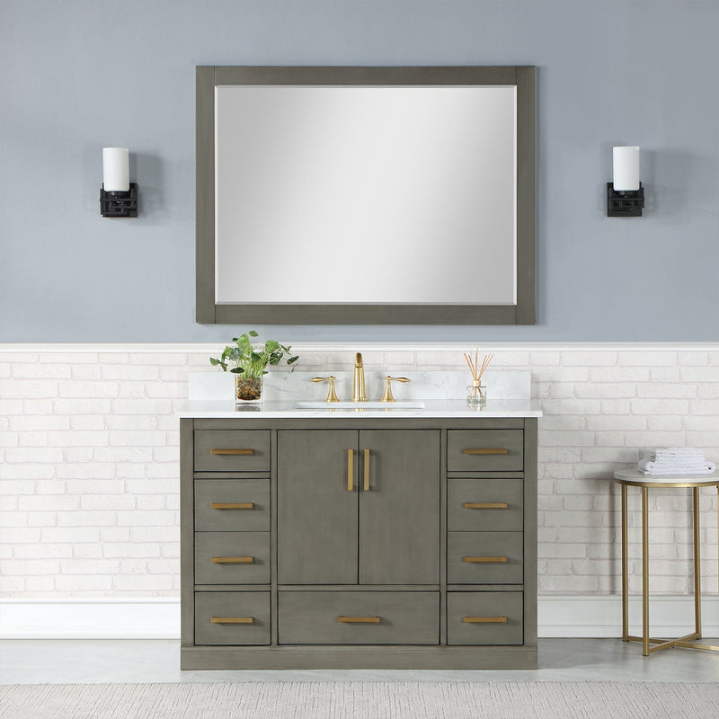 Altair Designs Monna 48" Single Bathroom Vanity Set with Aosta White Composite Stone Countertop - 544048-WH-CG-NM - Backyard Provider