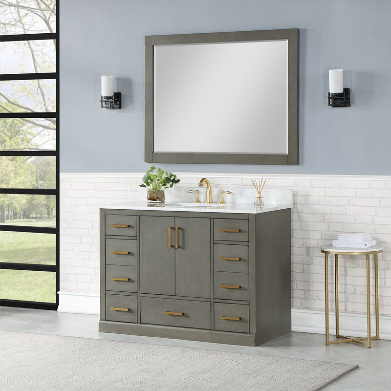 Altair Designs Monna 48" Single Bathroom Vanity Set with Aosta White Composite Stone Countertop - 544048-WH-CG-NM - Backyard Provider