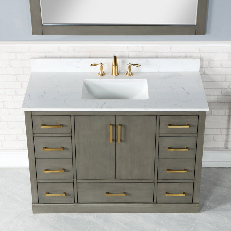 Altair Designs Monna 48" Single Bathroom Vanity Set with Aosta White Composite Stone Countertop - 544048-WH-CG-NM - Backyard Provider