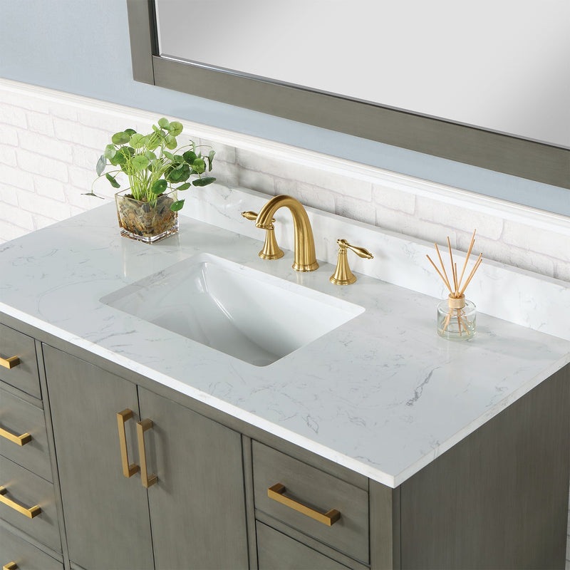 Altair Designs Monna 48" Single Bathroom Vanity Set with Aosta White Composite Stone Countertop - 544048-WH-CG-NM - Backyard Provider