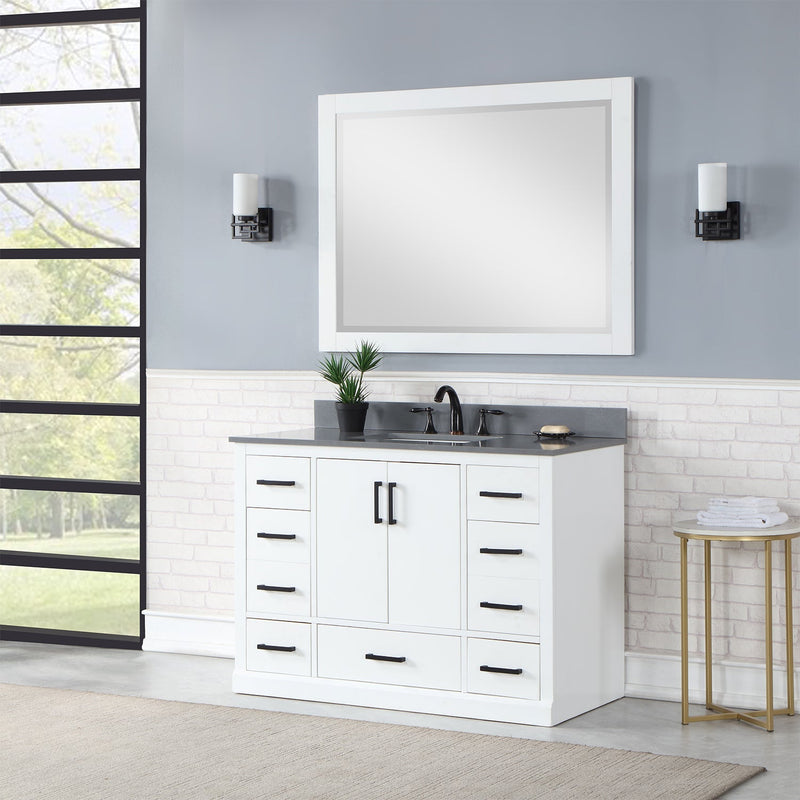 Altair Designs Monna 48" Single Bathroom Vanity Set with Aosta White Composite Stone Countertop - 544048-WH-CG-NM - Backyard Provider