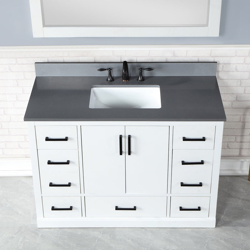 Altair Designs Monna 48" Single Bathroom Vanity Set with Aosta White Composite Stone Countertop - 544048-WH-CG-NM - Backyard Provider