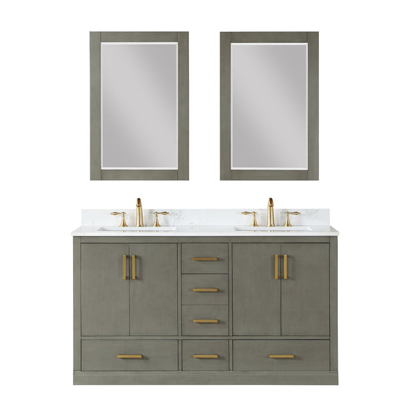 Altair Designs Monna 60" Double Bathroom Vanity Set with Aosta White Composite Stone Countertop - 544060-WH-CG-NM - Backyard Provider